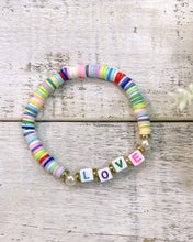 Load image into Gallery viewer, LOVE pearl polymer clay bracelet
