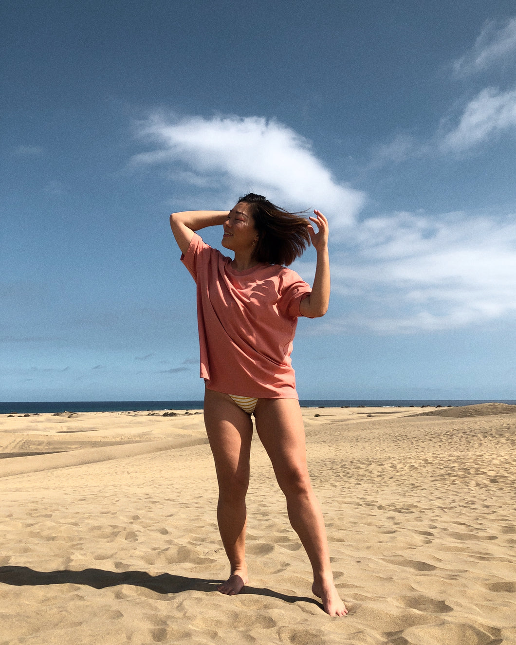 Rose clay oversized organic cotton basic t-shirt. Sustainable brand. Unisex. Genderless.