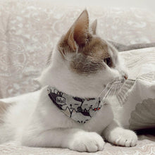 Load image into Gallery viewer, Hello cat print bandana. Handmade.
