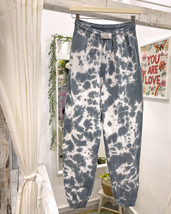 Unisex black hand dyed tie dye jogger pants.