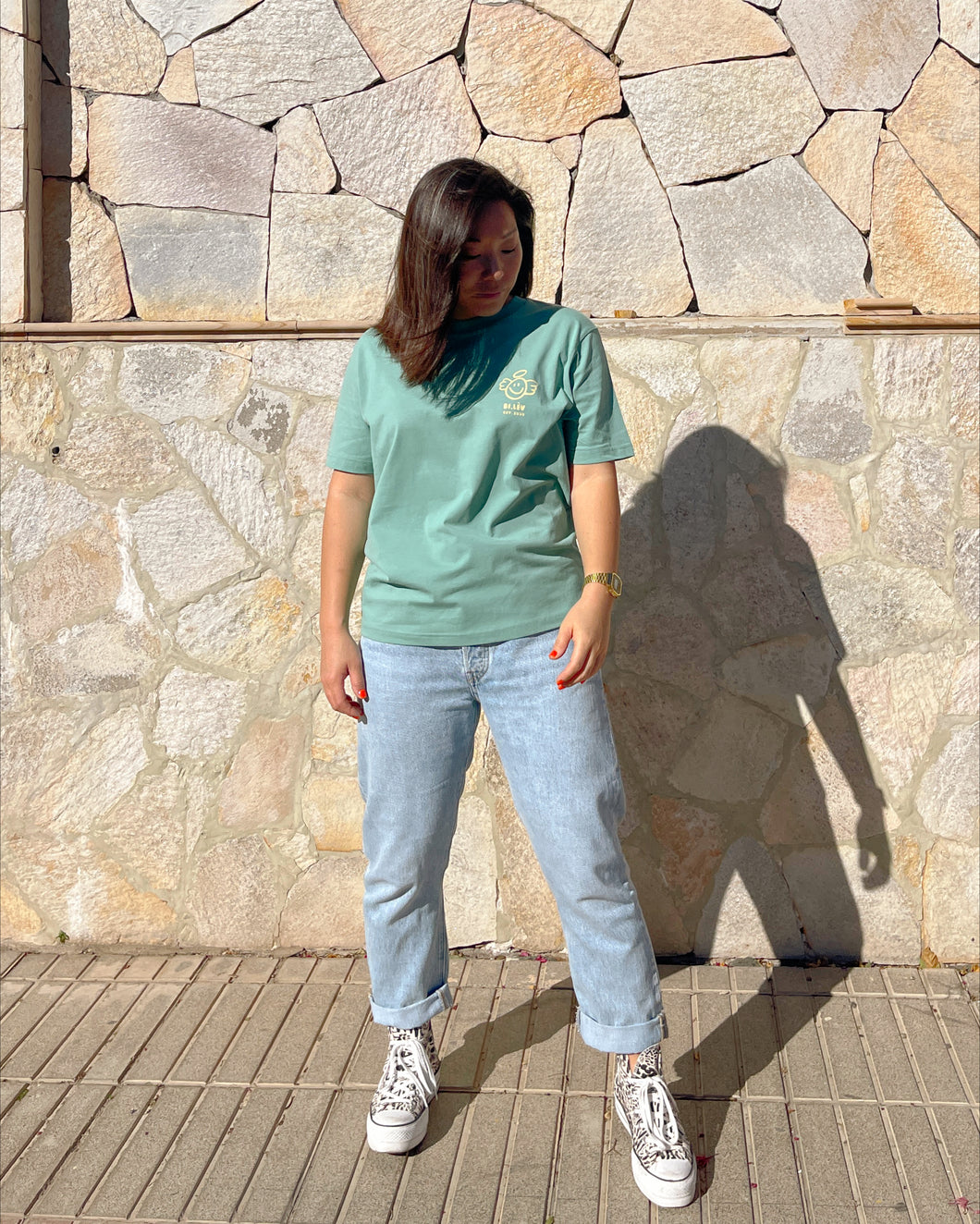 Dusty mint GOTS certified organic cotton basic t-shirt