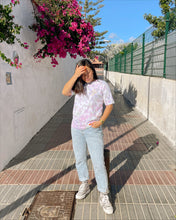 Load image into Gallery viewer, Pink green purple GOTS certified organic cotton tie dye t-shirt
