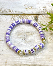 Load image into Gallery viewer, LOVE pearl polymer clay bracelet
