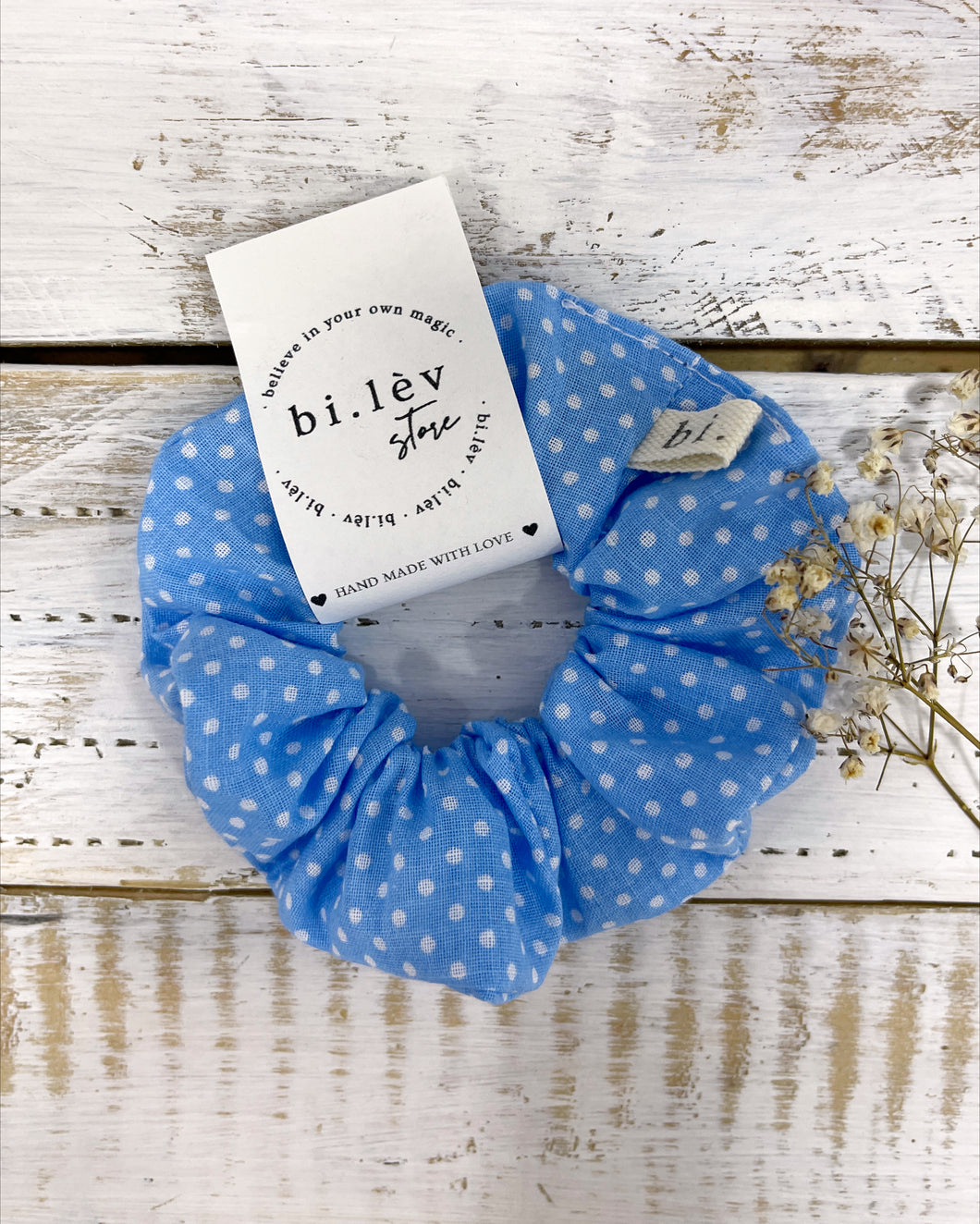 BLUE SMALL DOTS scrunchie